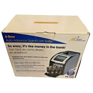 Royal Sovereign FS-44P Electric Coin Sorter Counter 4 Row w/ Box Tested